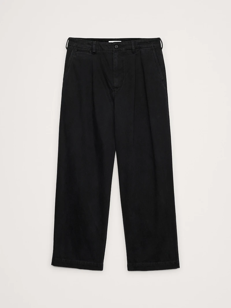 LOOSE LIGHTWEIGHT COTTON PLEATED CHINO