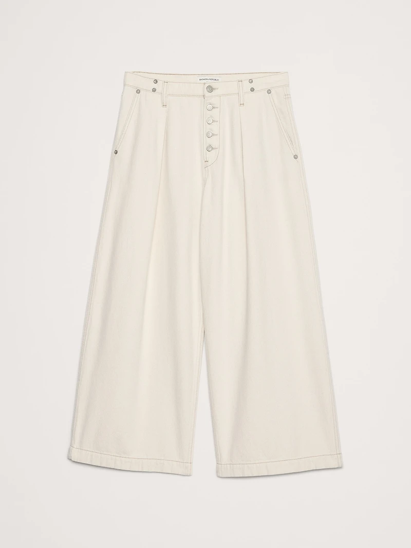Mid-Rise Loose Pleated Ankle Jean