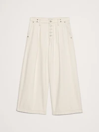 Mid-Rise Loose Pleated Ankle Jean