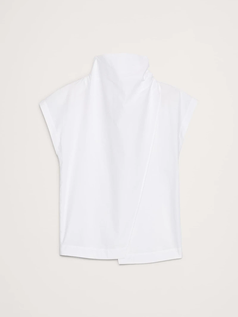 COTTON POPLIN COWL NECK TUNIC