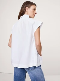 COTTON POPLIN COWL NECK TUNIC