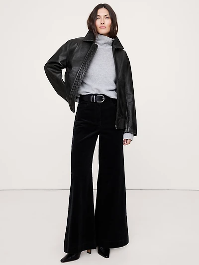High-Rise Wide-Leg Corduroy Pull-On Pant