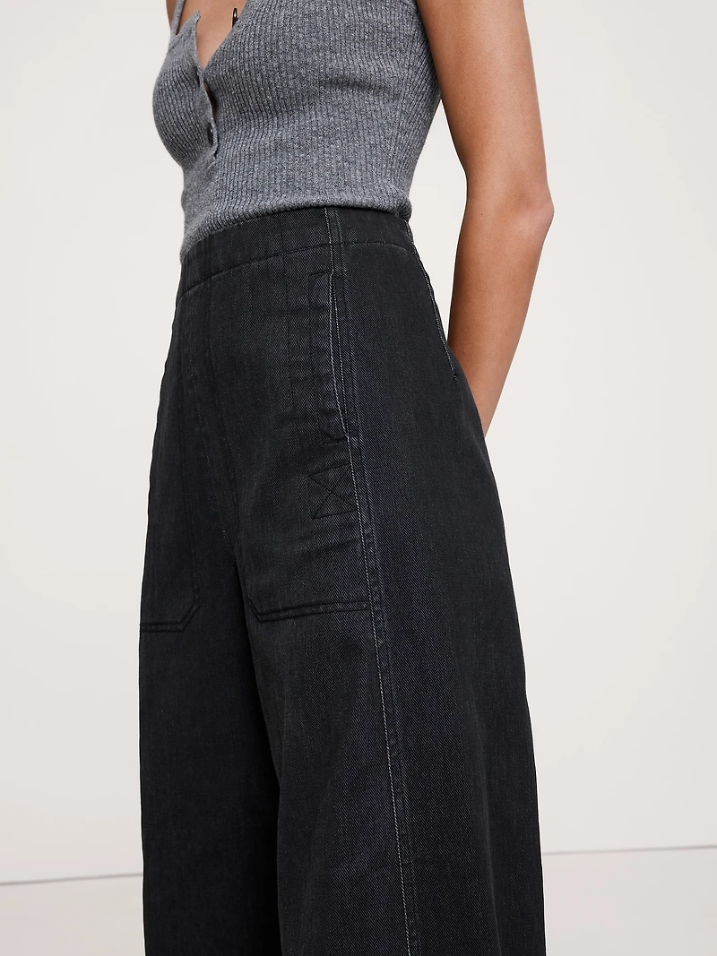 HIGH-RISE UTILITY BARREL-LEG PANT