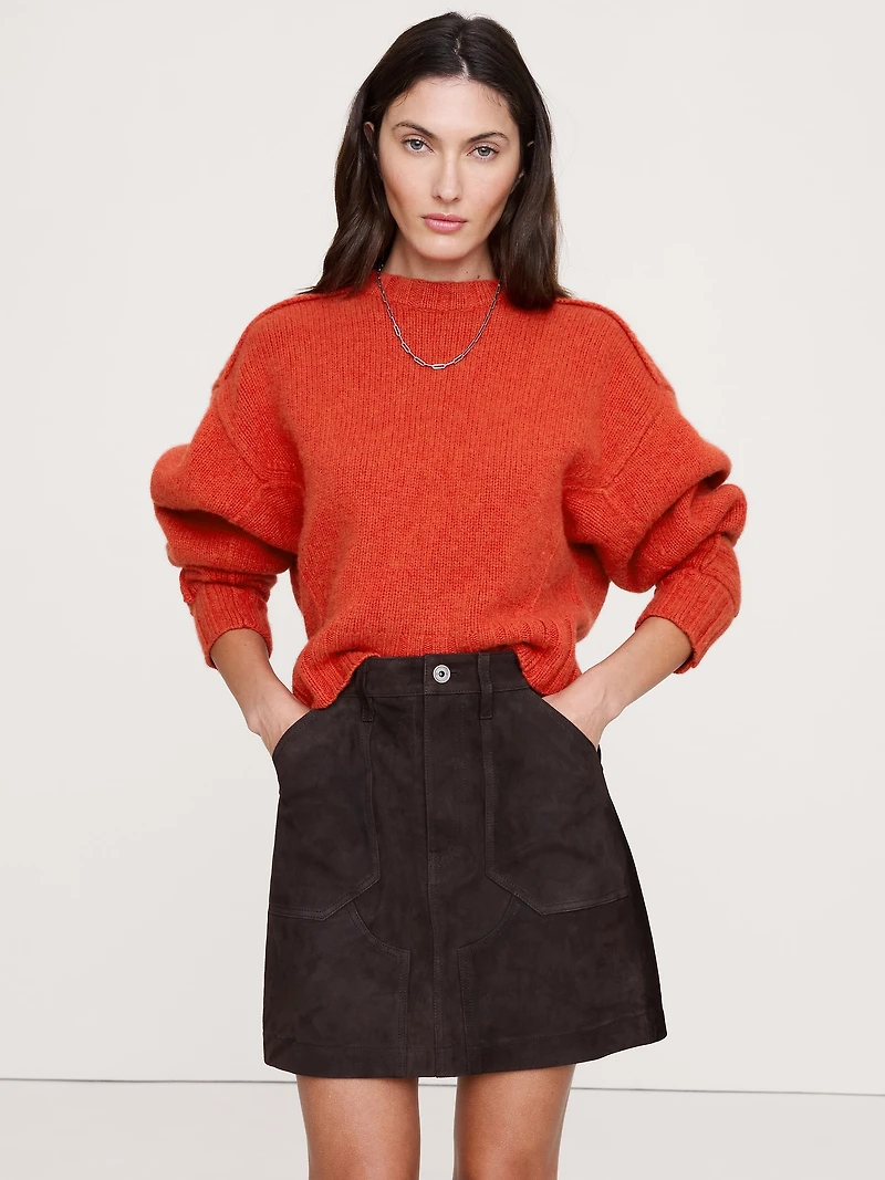 Merino-Cashmere Ribbed-Panel Sweater