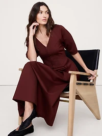 Taffeta Puff-Sleeve Maxi Dress