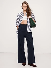 Mid-Rise Wide-Leg Drapey Pull-On Pant