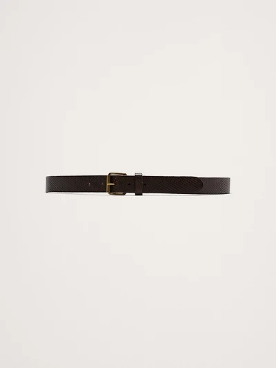 Embossed Leather Belt with Roller Buckle