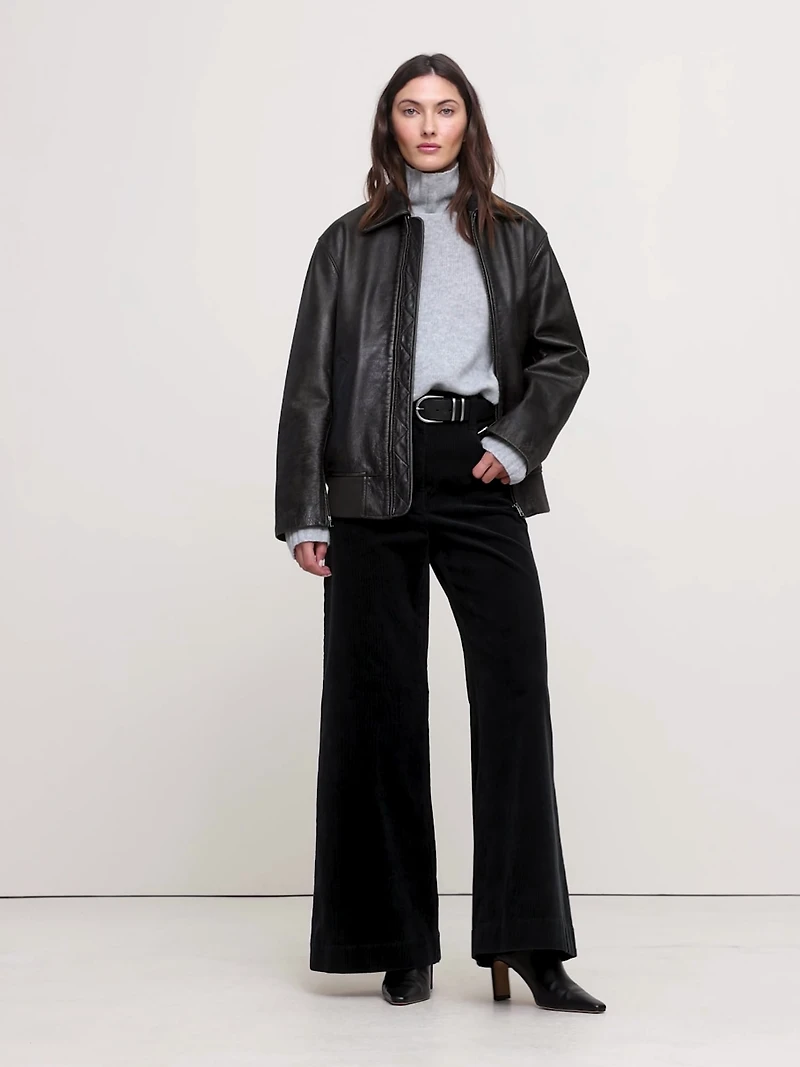 High-Rise Wide-Leg Corduroy Pull-On Pant