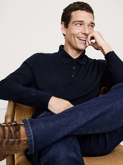 Merino Long-Sleeve Sweater Polo