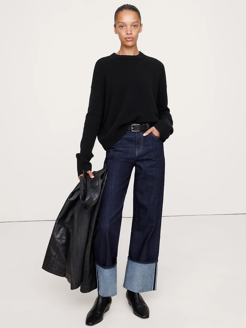 Oversized Midweight Cashmere Crew-Neck Sweater
