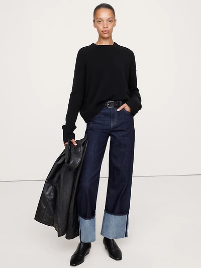 Oversized Midweight Cashmere Crew-Neck Sweater