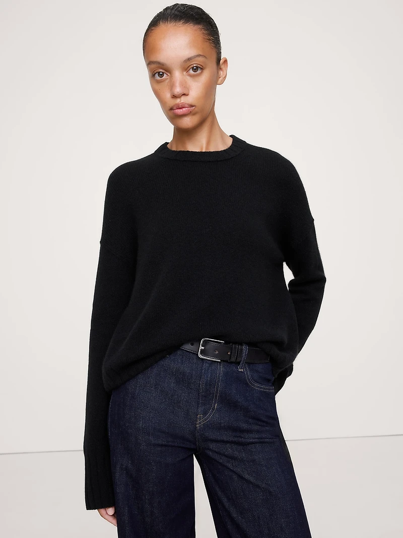 Oversized Midweight Cashmere Crew-Neck Sweater