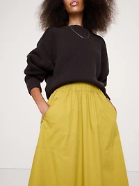 Stretch-Cotton Utility Midi Skirt