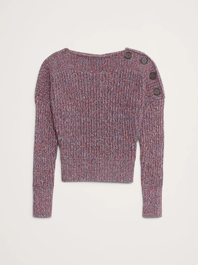 Cotton Button-Shoulder Sweater