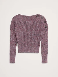 Cotton Button-Shoulder Sweater