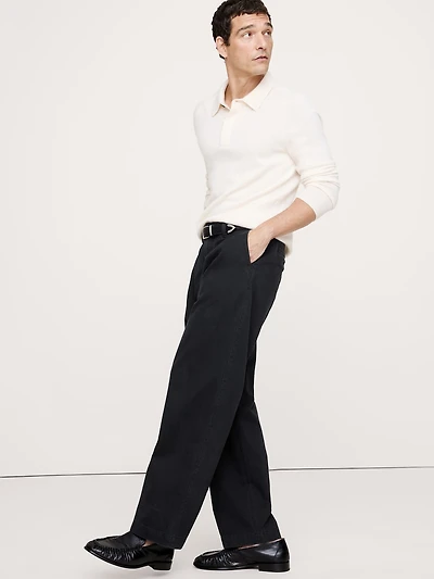 LOOSE LIGHTWEIGHT COTTON PLEATED CHINO