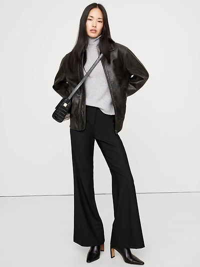 Mid-Rise Flare Wool-Blend Pant