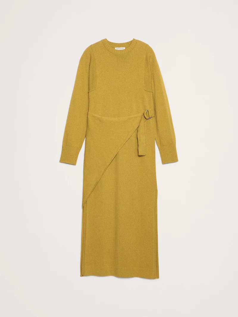 Merino-Cotton Wrap Sweater Dress