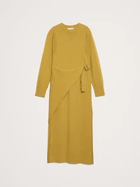 Merino-Cotton Wrap Sweater Dress