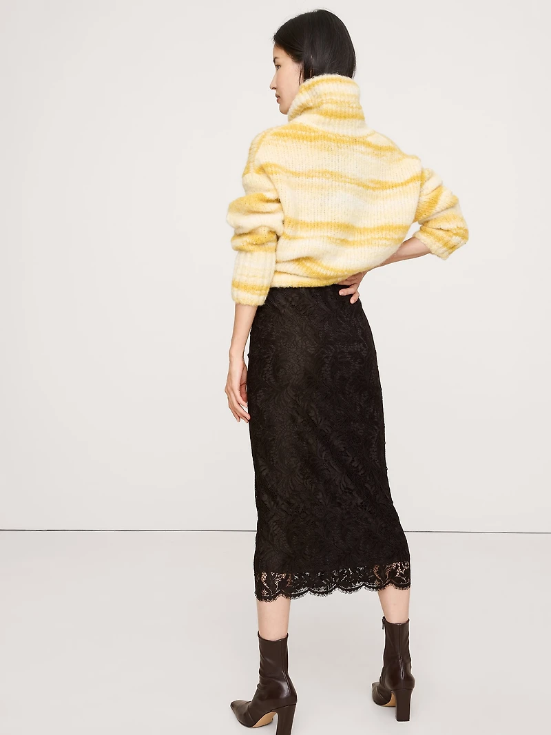 Stretch-Lace Midi Skirt