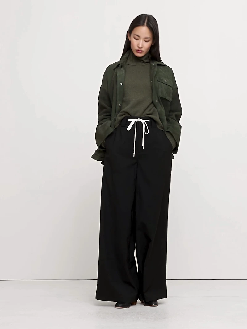 High-Rise Wide-Leg Italian Wool Pant
