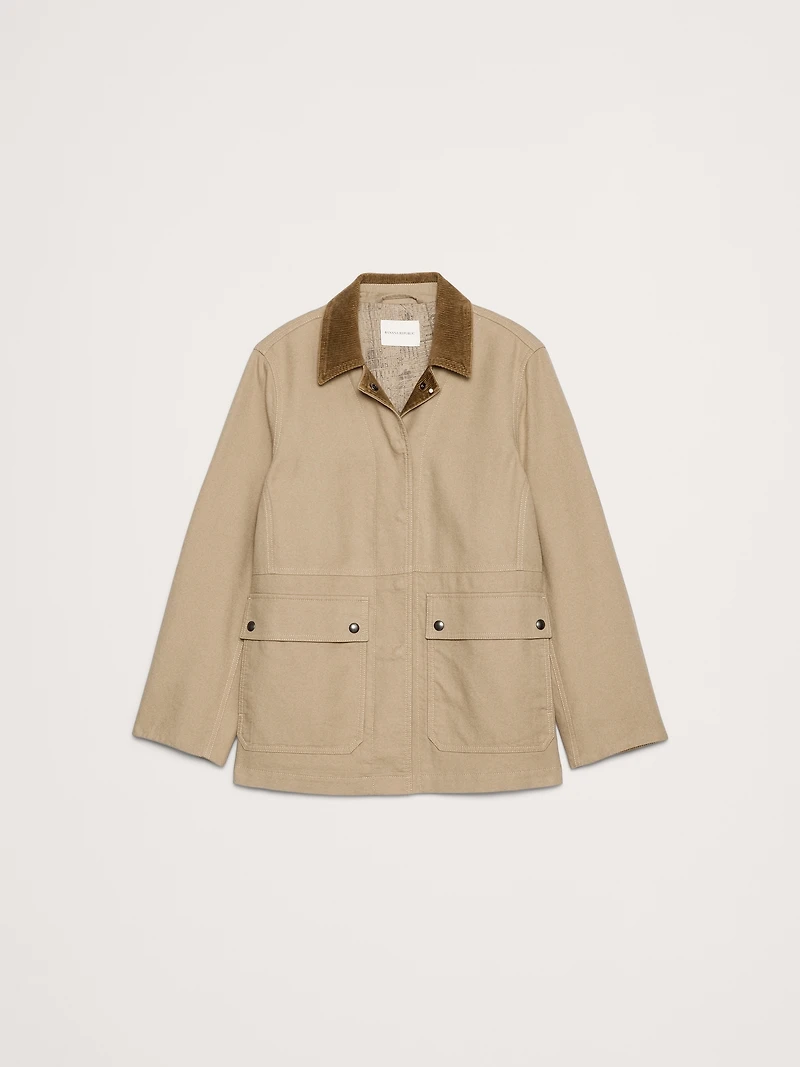 Canvas Chore Coat with Corduroy Collar