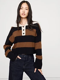 Oversized Cashmere Cropped Sweater Polo