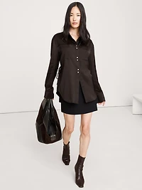 Oversized Stretch-Satin Shirt