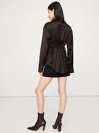 Oversized Stretch-Satin Shirt