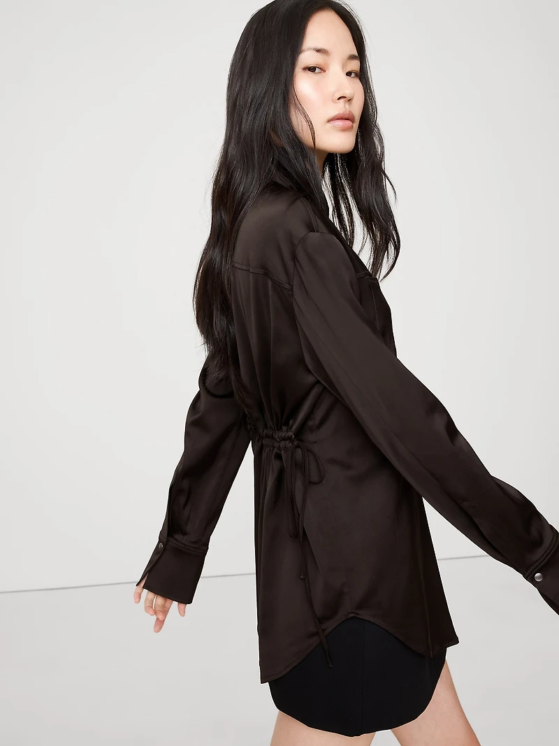 Oversized Stretch-Satin Shirt