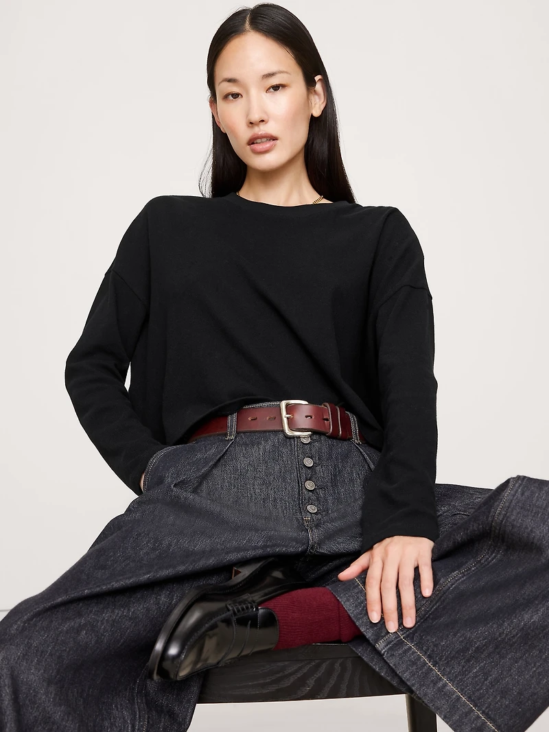 Oversized Jersey Cotton Cropped T-Shirt
