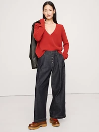 Lightweight Cashmere Low V-Neck Sweater