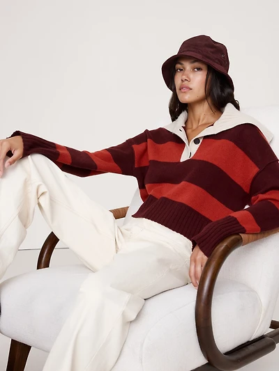 Oversized Cashmere Cropped Sweater Polo
