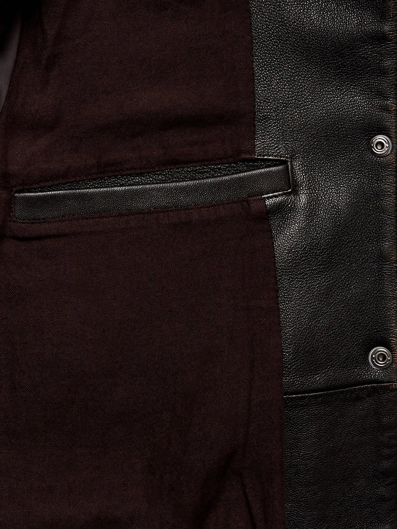 Oversized Distressed Leather Flight Jacket