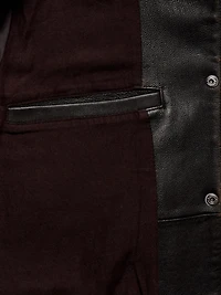 Oversized Distressed Leather Flight Jacket