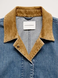 Denim Chore Coat with Corduroy Collar