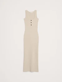 Merino-Cotton Henley Sweater Maxi Dress