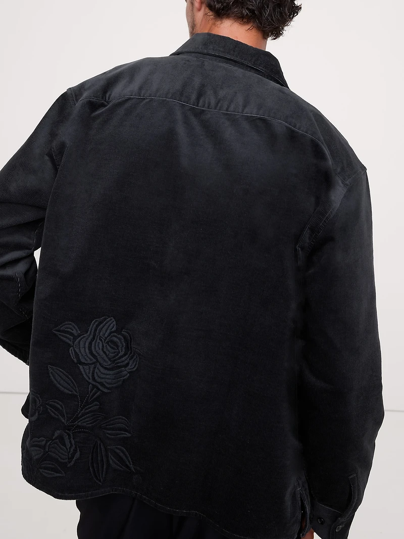 Relaxed-Fit Embroidered Corduroy Overshirt