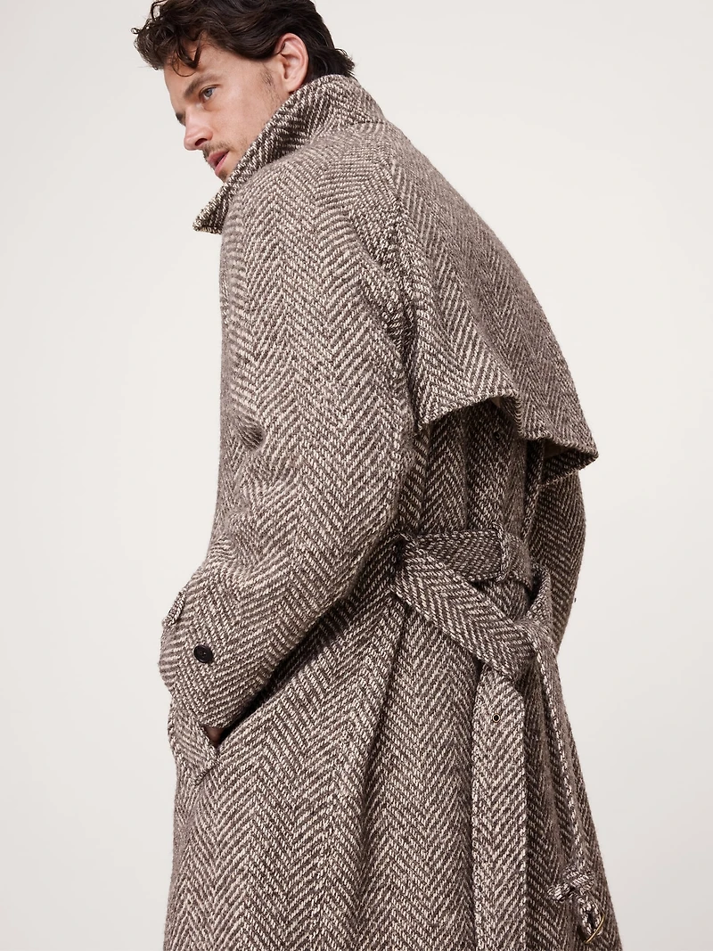 Italian Herringbone Balmacaan Coat