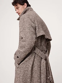 Italian Herringbone Balmacaan Coat