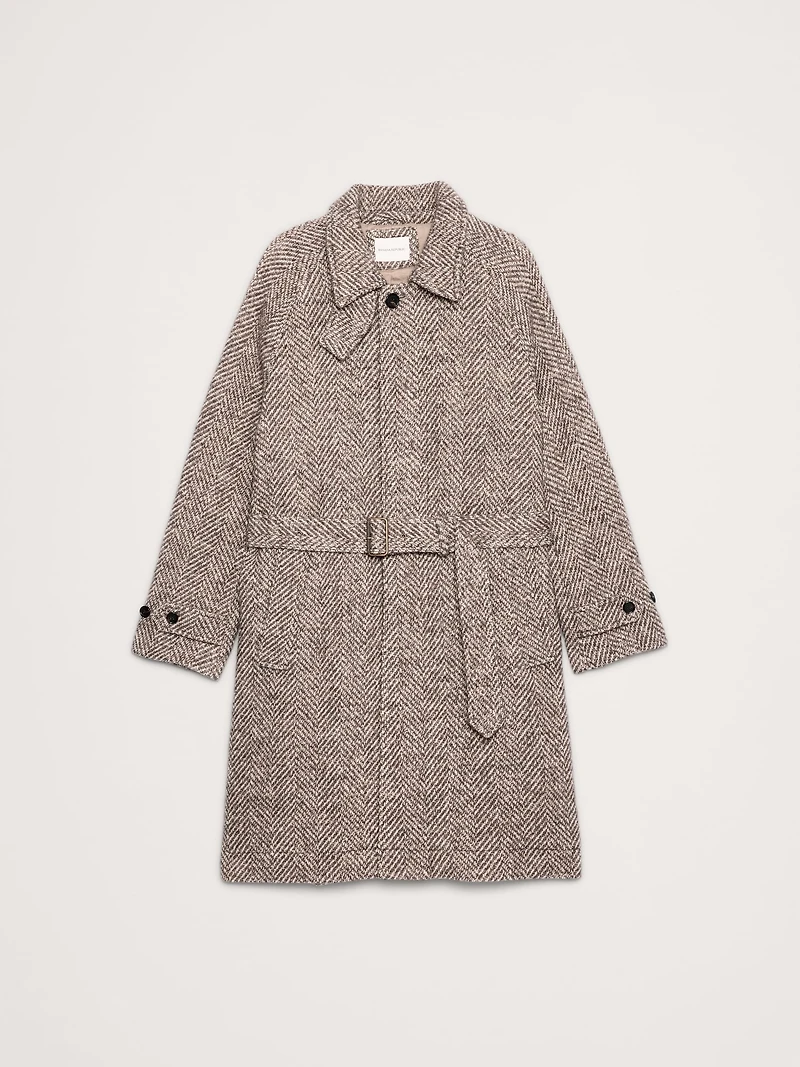 Italian Herringbone Balmacaan Coat