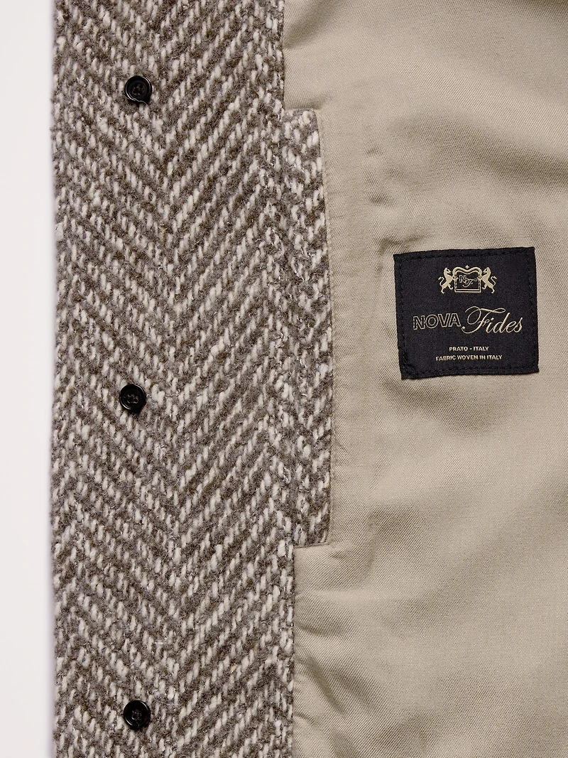 Italian Herringbone Balmacaan Coat