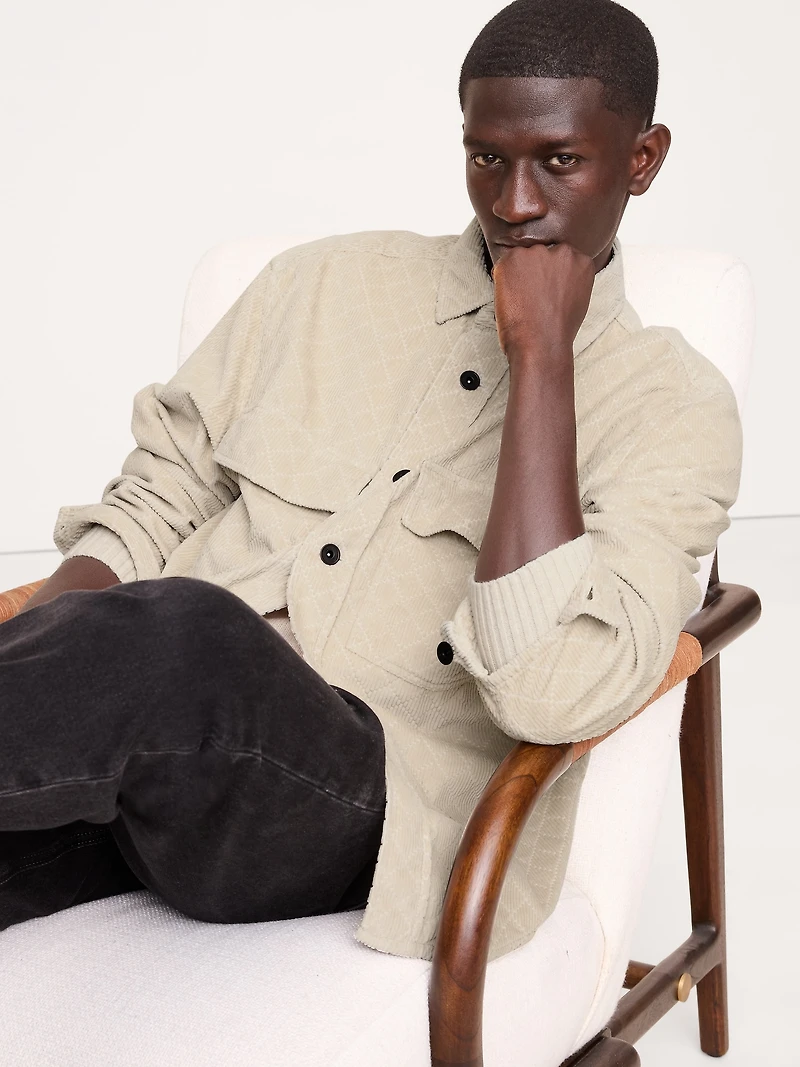 Loose-Fit Diamond Corduroy Overshirt