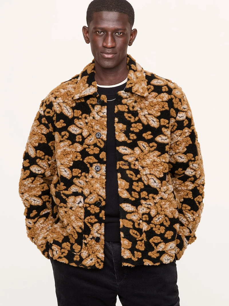 Floral Jacquard Chore Coat