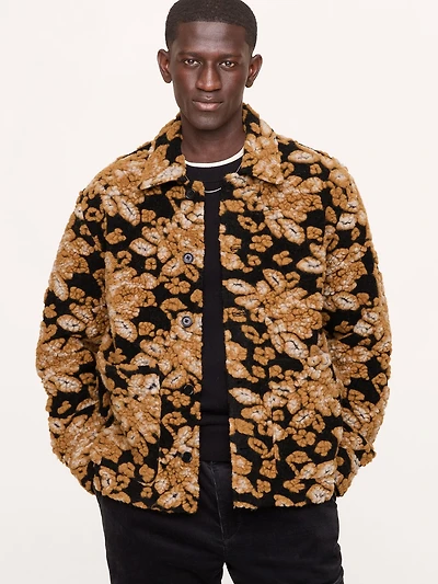 Floral Jacquard Chore Coat