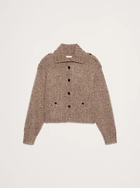 Marled Cashmere-Merino Blend Epaulet Cardigan
