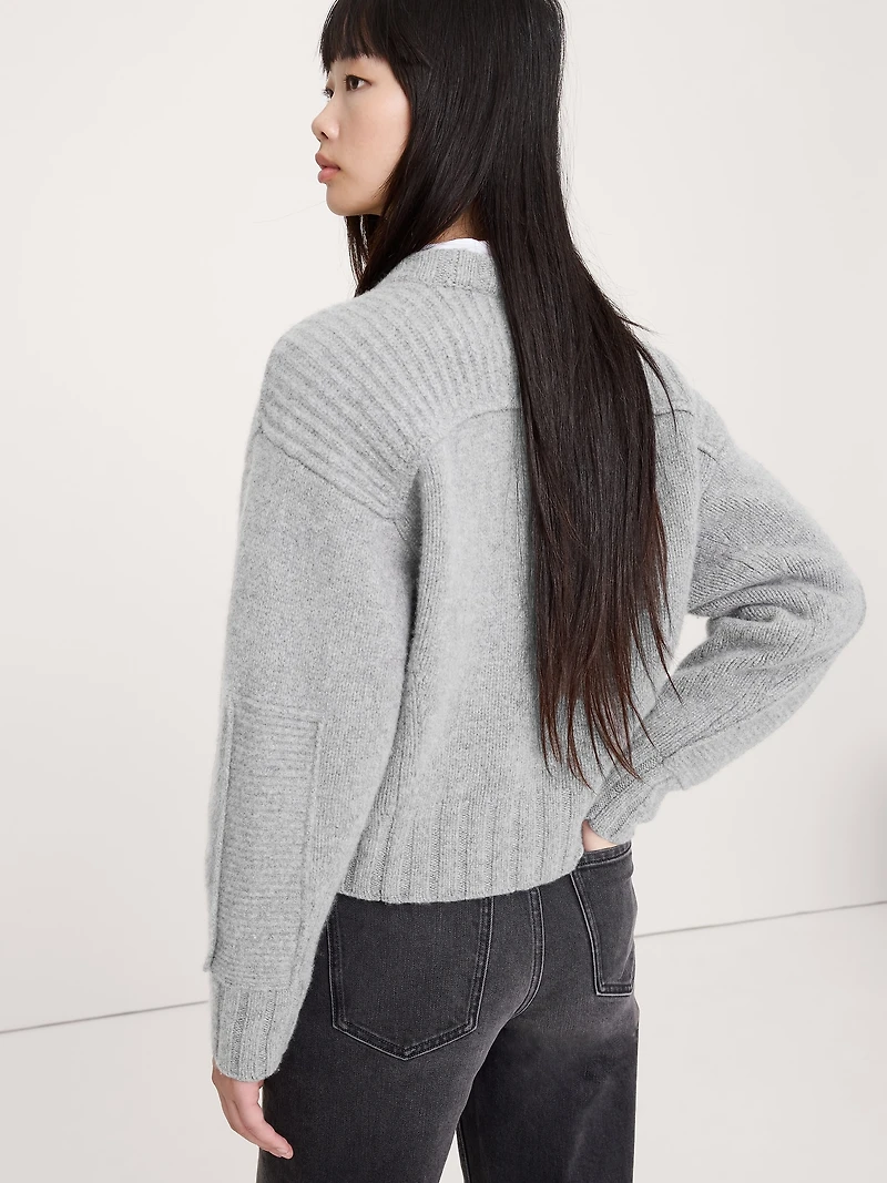 Merino-Cashmere Ribbed-Panel Sweater