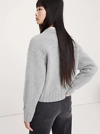 Merino-Cashmere Ribbed-Panel Sweater