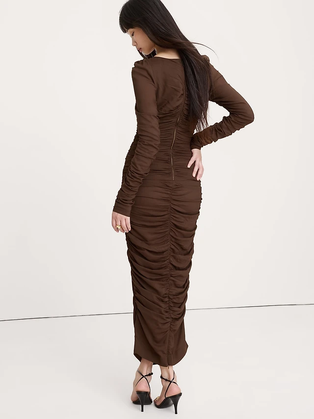chinese dress ladies Zara Collared Long-sleeved Knit Dress