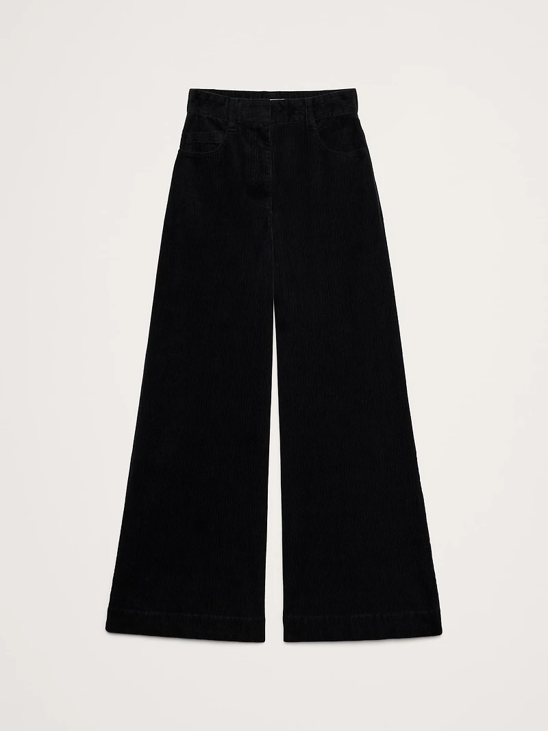 High-Rise Wide-Leg Corduroy Pull-On Pant